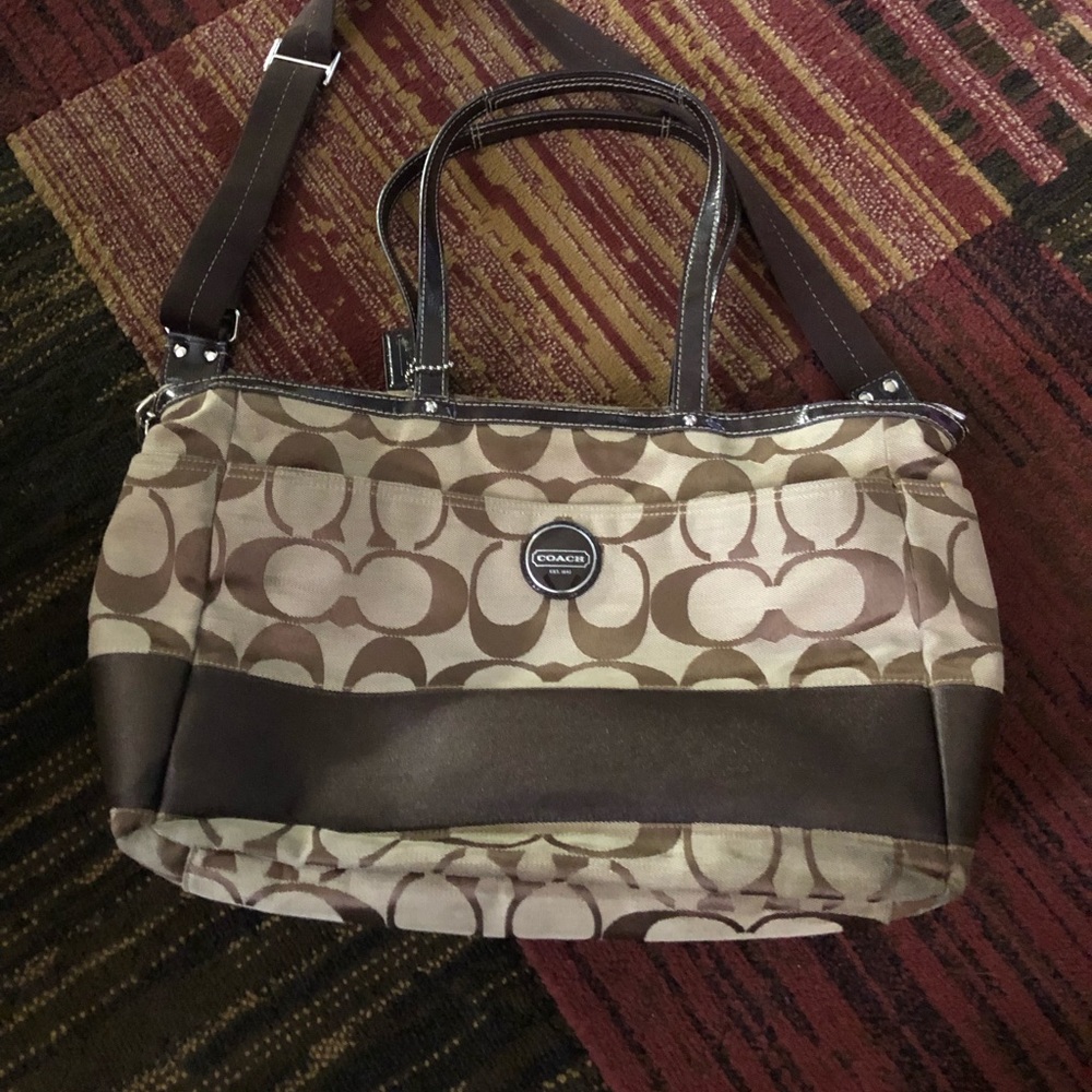 Large authentic Coach diaper bag w/changing pad